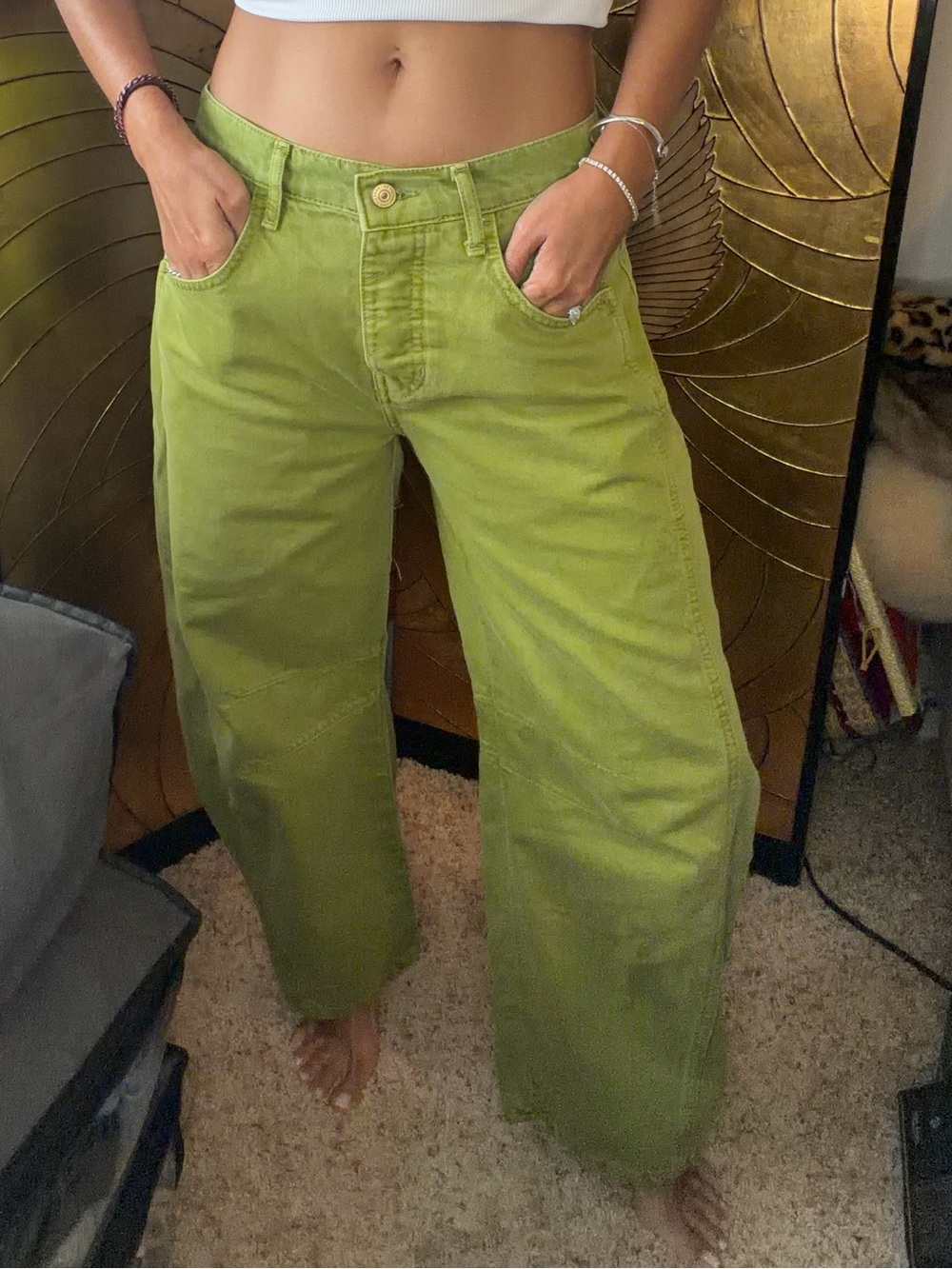 NWT Free People good luck Wide-Leg Jeans in Shadow Moss Green - Women - Picture 8 of 9